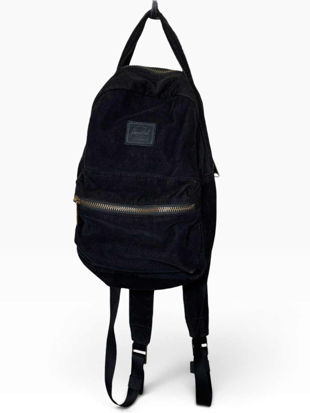 Herschel Nova Mini Backpack Black Corduroy Gold Hardware Small Daypack Bag